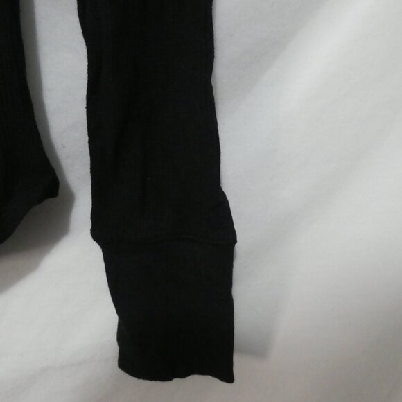 LA SENZA | medium | Black Waffle Knit Long Sleeve Shirt | Partial Snap Button - Picture 16 of 16